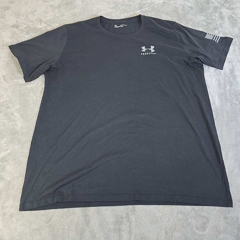Under Armour‎ Shirt Mens 3XL Black Freedom White USA Flag Gorpcore Activewear